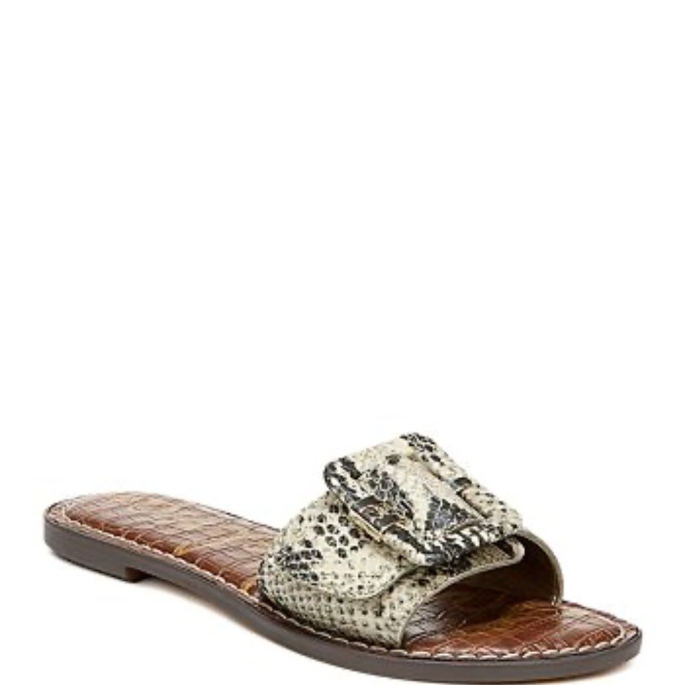 Sam‎ Edelman Granada Snakeskin Big Buckle Slides Sz 6.5